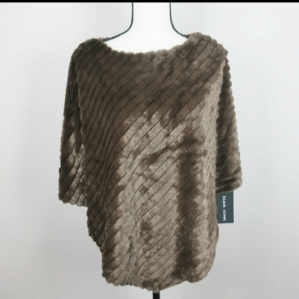 Black Rivet NWT Sz S/M Chocolate Brown Poncho D146 - Picture 6 of 15